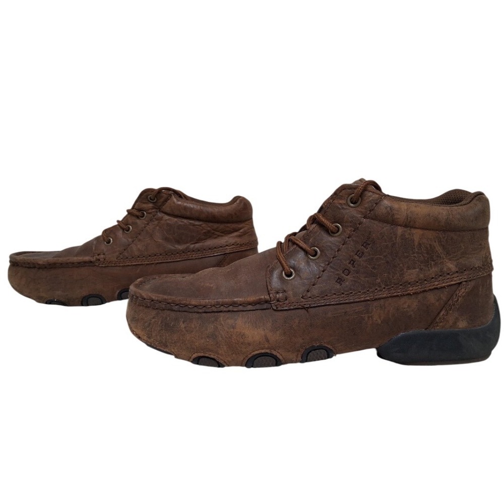 Roper Mens Brown Leather Lace‎ Up Chukka Moccasin Round Toe Chukka Boots 11.5